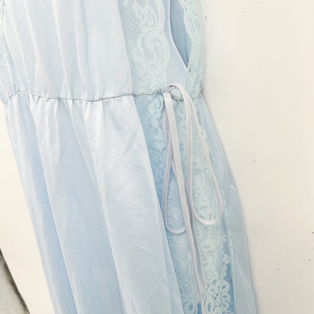 Pandora of California‎ Womens Vintage 70s Blue Lace Trim Coquette Nightgown XL - Picture 5 of 8